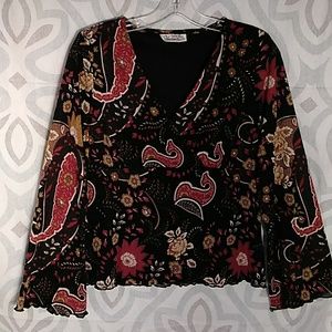 Blouse floral Y2K New York City Design Co. Babydoll, Long Sleeve.